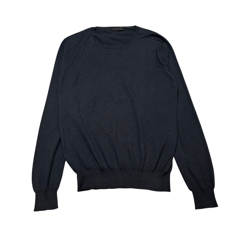 Prada Silk Cashmere Crewneck Sweater Men's 52 US Large Quiet Luxury FLAWS